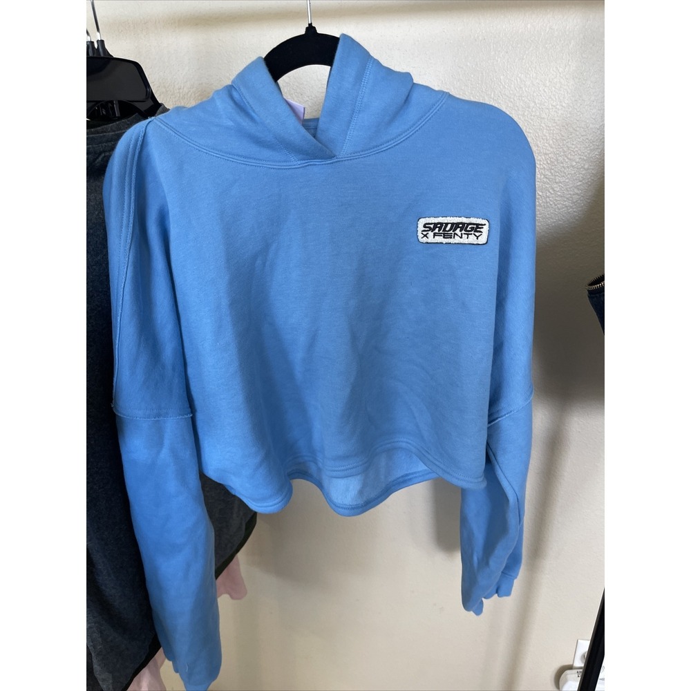 Savage x fenty Crop Hoodie Size 14/16 Blue
